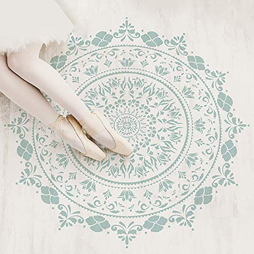 STENCILIT® Blumen Mandala Wand Schablone, 61 x 64 cm, für Yoga Deko & Wohnzimmer, Boho Stil