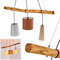 Pendelleuchte Seegaard, Hängelampe aus Holz u. Leuchtenschirmen aus Stoff in Grau/Rotbraun/Natur, 3-flammig, 3 x E27, moderne Hängeleuchte, ohne Leuchtmittel