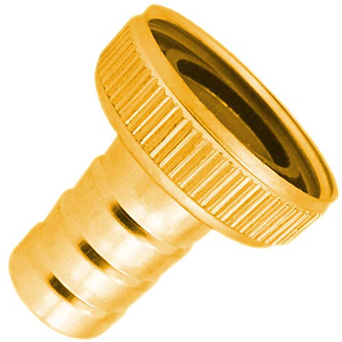 MegaHaustechnik Schlauchtülle außen 13mm, mit Rändelmutter 3/4 IG, Blech | Mit Dichtung, messingfarbig, Trinkwasser geeignet, Tülle-Außendurchmesser 13mm, Überwurf-Innengewinde 3/4 Zoll InnenØ 24mm