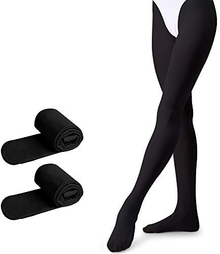 tanzdunsje Ballett Strumpfhose Kinder Tanzstrumpfhose mit Fuß für Mädchen und Damen,Schwarz * 2 M