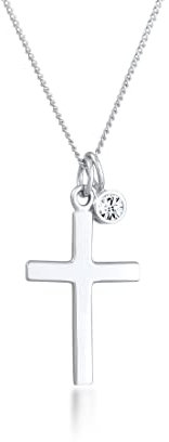 Elli Halskette Damen Kreuz Anhänger Religion Zeitlos mit Kristall aus 925 Sterling Silber