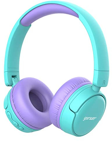 gorsun bluetooth kids headphones with 85dB limited Volume, Children's Wireless Bluetooth Headphones, Foldable bluetooth Stereo over-Ear kids headsets - Purple New Version