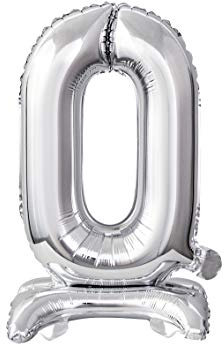 GoDan Beauty&Charm Luftballons Zahlen 0-9 zum Aufstellen auf dem Tisch 38 cm Folienballon Geburtstagsluftballons Zimmer und Raumdekoration beim Geburtstag Jubiläum (Zahl 0 Silber)