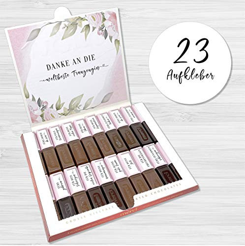 Aufkleber Set für Merci Schokolade | persönliches Geschenk für die Trauzeugin