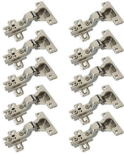 LIKERAINY 95 Degré Rentrant Charnières 35mm sans Amortissement pour Porte de Placard Cuisine Charniere pour Meuble Armoires Ferrage Rentrant Applique Lot de 10