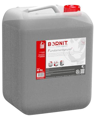BORNIT Fundamentgrund 10L - ca. 50 m² hochkonzentrierter Haftgrund | für Beton Putz Mauerwerk [schnelltrocknend] Tiefengrund Bitumen Anstrich Primer Tiefgrund Wand Sockel Bitumen Voranstrich
