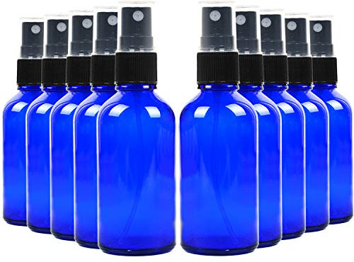 Youngever 16 Pack 50ML Empty Blue Glass Spray Bottles, 2 Ounce Refillable Container for Essential Oils, Cleaning Products, or Aromatherapy