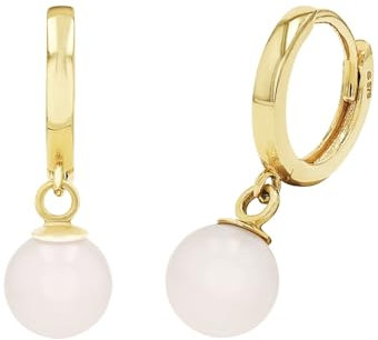 Amor Creolen Damen Ohrschmuck, mit Süßwasserzuchtperle, 1,9 cm, Weiß, Kommt in Schmuck Geschenk Box, 2035747