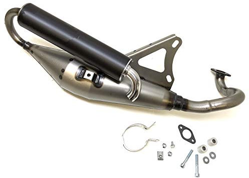 Sportauspuff mit E-Prüfzeichen passend für CPI Aragon, Hussar, Oliver, Keeway RY6, RY8, Matrix, Generic Spin, Explorer, Rivero GP, Sachs Speedjet – Tuning Auspuff 50ccm schwarz eloxiert