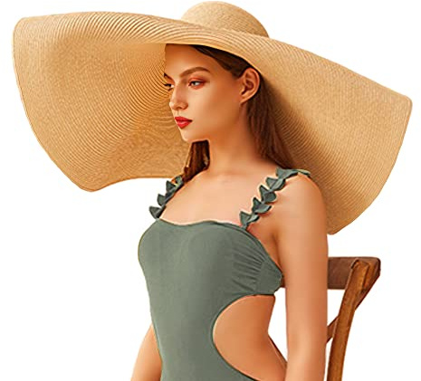 Sombreros de paja de playa de gran tamaño para mujer, flexibles, extra grandes, visera para el sol, sombrero de verano enrollable, sombrero de playa grande para mujer, plegable