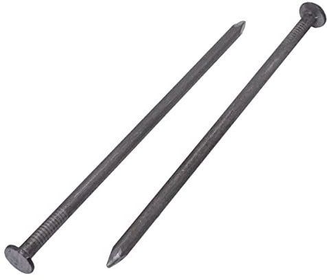 Paquete de 150 clavos de construcción de acero al carbono de 4 x 100 mm, cabeza redonda plana, clavos de alambre comunes multiusos, carpintería (150, 4 x 100 mm)
