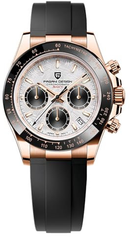 Pagani Design Orologio da uomo in vetro zaffiro, cronografo in acciaio inox, impermeabile, luminoso, movimento giapponese, orologio al quarzo da uomo
