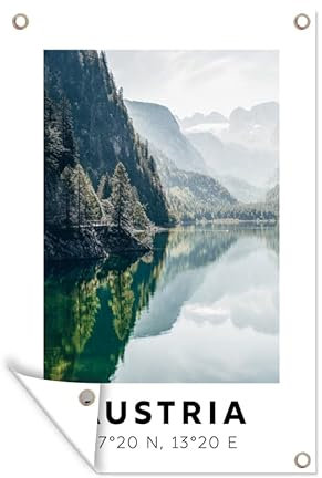 MuchoWow Outdoor-Poster Poster Wanddeko draußen Deko Garten Gartenposter 40x60 cm Österreich - Alpen - Wasser - Berg