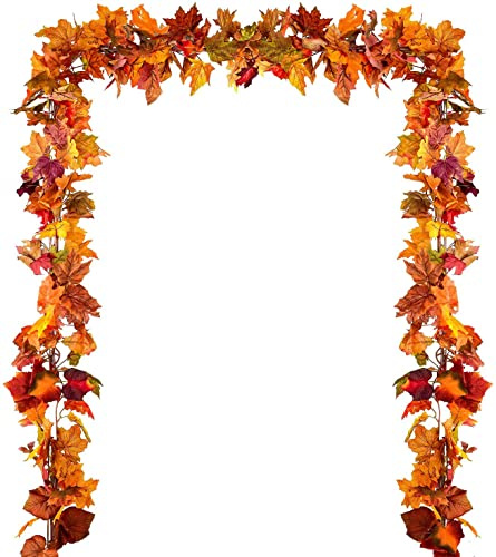 Artiflr 4 Stück Herbst-Ahornblatt-Girlande, künstliche Ahorn-Girlande, Herbst-hängende Herbstblätter-Reben für drinnen und draußen, Hochzeit, Erntedankfest, Abendessen, Party-Dekoration