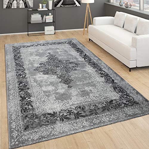 Paco Home Teppich Wohnzimmer, Flur Läufer in versch. Designs, Farben u. Größen, Kurzflor, Grösse:120x170 cm, Farbe:Grau 10