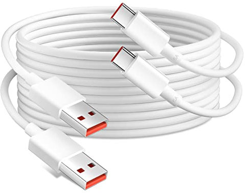 Xiaomi USB C Cable 2 Pack - 1M/3.3ft Type C Charger Cable - Fast Charging 6A Turbo Hyper Charging - Compatible with Xiaomi 12/14 Pro/13T/12T/11T/11 Lite/Redmi A3/Note 11/9T/9/8/POCO F4 GT/M4/X4 Pro
