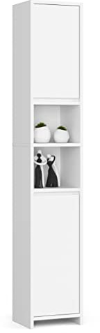AKORD | Socle et Étagère Pratique pour Salle de Bain | Petit Meuble | Colonne de Rangement | Blanche | Couleurs Universelles