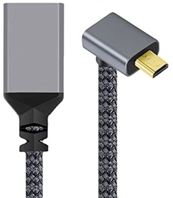 chenyang CY Câble d'extension micro HDMI vers HDMI 1.4 mâle vers HDMI femelle 4K coudé à 90 degrés