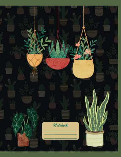Cute Houseplants Design Notebook: Houseplants Lovers Composition Notebook for Students, Adults & Teens (8.5 x 11 Inches, 150 Pages)