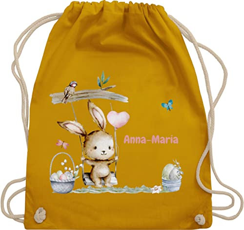 Turnbeutel Rucksack - Ostergeschenke Ostern - Hase Süß Kinder - Unisize - Senfgelb - turntasche kindergarten baumwolle stoffbeutel stoff name baumwoll für kordel wäschebeutel beutel schulkind