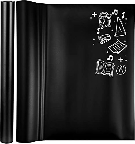 Ciieeo Tableau Noir Papier Rouleau 2 Pièces Tableau Noir Autocollant Auto-Adhésif Tableau Noir Film Tableau Papier Peint Pour L'école Bureau Maison