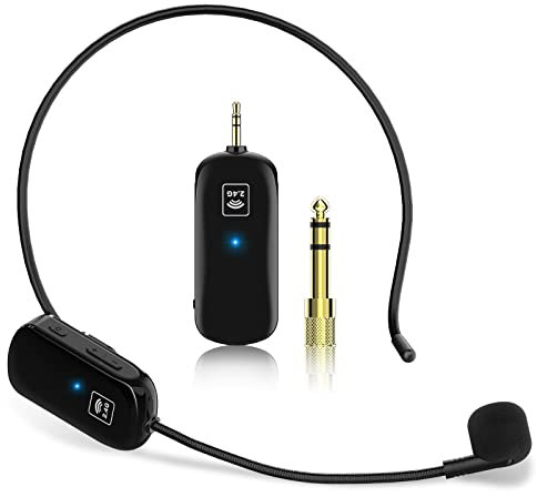 1Mii Microphone sans Fil - 2.4G Microphone sans Fil 2 en 1, 165ft Longue Portée, 3,5mm et 6,35mm Jack Microphones sans Fil pour Les Conférences, l'enseignement, Les Visites Guidées, etc.