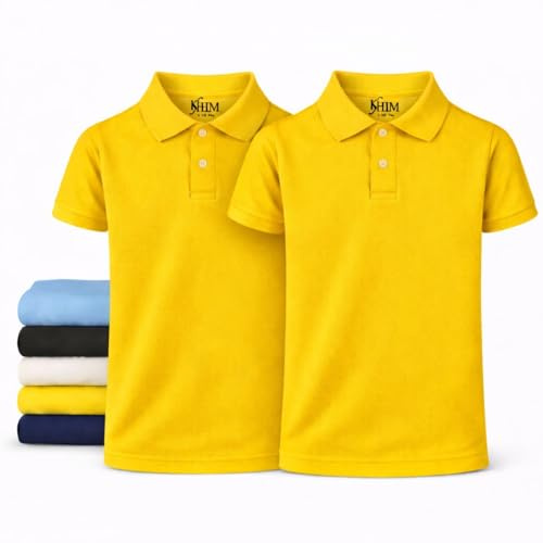 KHIM Unisex Polo Short Sleeve Polycotton Boys Girls School Uniform Plain Half Sleeve Shirts Sports Wear Indoor Outdoor
