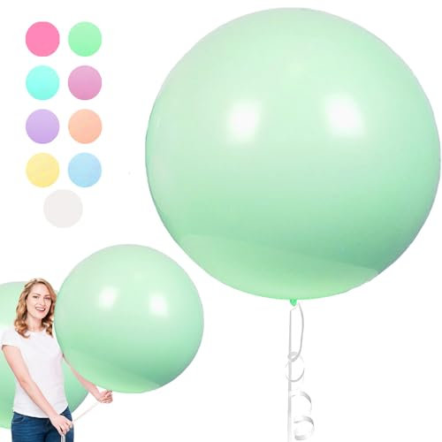 6 Stück Macaron Luftballons, 36 Zoll Grün Luftballons Gross, Riesen Runde Luftballons, Luftballons XXL Groß, Latexballons Gross für Hochzeit Geburtstag TaufeFestival Kinder Party (90cm)