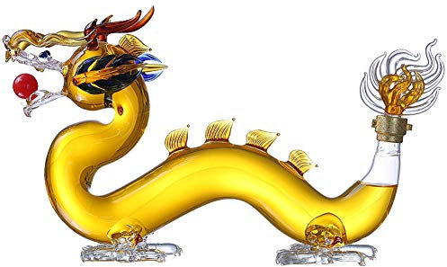 1000ML Wine Decanter, Dragon Design Whiskey Decanter, High Borosilicate Glass, Christmas Gifts