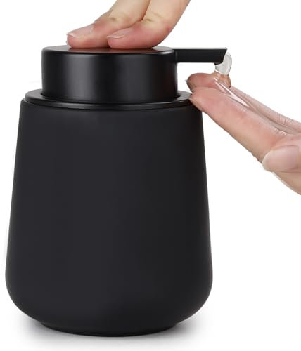 BosilunLife Seifenspender Schwarz, 350 ml Spülmittelspender Nachfüllbar, Großer Pumpenkopf für Leichtes Pressen, Stylisch und rutschfest, BPA-frei für Küche, Bad (Flüssigseifenspender)