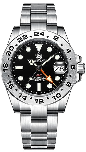 Steeldive SD1992, GMT, Schwarz, NH34, Saphir, Lume, 300 m Taucher, Tauchen, BNIB, Armband
