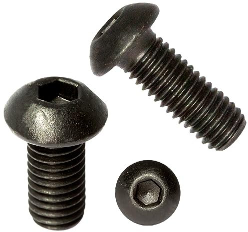 Viti a testa cilindrica M10 (10 mm x 50 mm), in zinco nero, con testa a bottone, viti a brugola (confezione da 20)