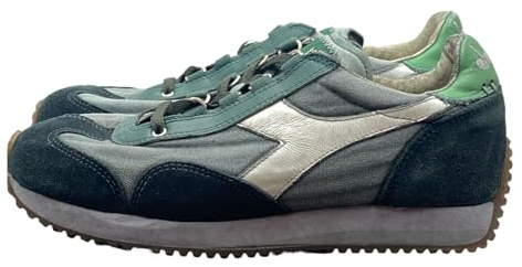 Diadora Heritage Equipe H Dirty Stone Wash Evo Sneakers, Unisex, Schiefergrau/Grün, Schiefergrau, 42 EU