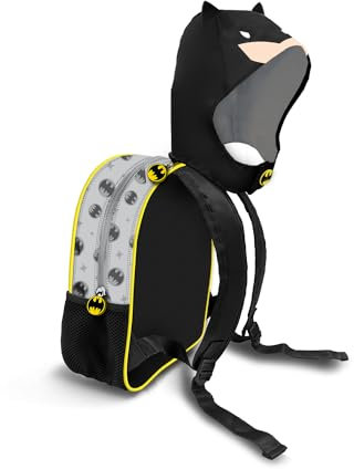 Batman Chibi-Mochila con Capucha Hood, Gris, 26 x 31 cm, Capacidad 8,5 L