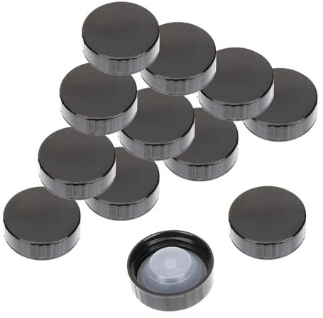 FRCOLOR 12pcs Black Plastic Wine Bottle Screw Caps for Home Brew Reusable Lids Tight Seal for Cosmetics