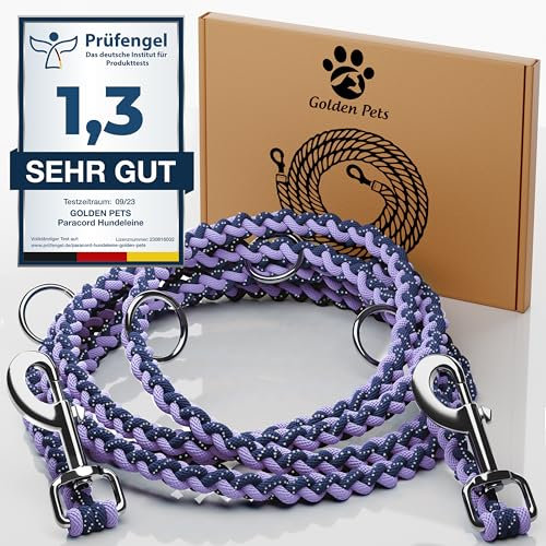 Note de test : très bien - laisse pour chien réfléchissante I 2 m, réglable, résistant aux intempéries et indéchirable jusqu'à 250 kg I laisse paracorde, laisse de cou I petits - grands chiens