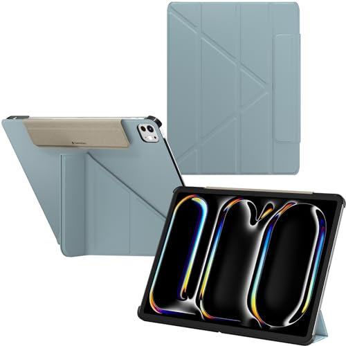 SwitchEasy Origami Hülle für 2024 iPad Pro 11' - Schutzhülle mit Stifthalter, Multi-Angle Ständer, Morandi Cover, Apple Pencil Pro Charging - Exquisites Blau