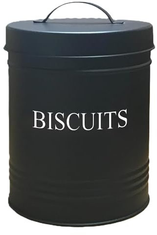 Nobel Biscuits, Cookies Canisters, Storage Barrel Style, Rust Resistant, Powder Coated Ideal for Kitchen Storage (Black)