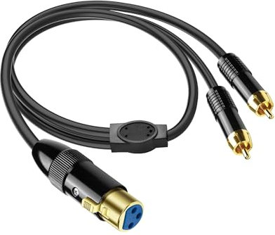 PNGKNYOCN XLR to 2 RCA Y Splitter Cable,Unbalanced XLR Female to Dual RCA Male Stereo Audio Interconnect Cable for Amplifier Mixer Microphone (0.5M/1.6FT