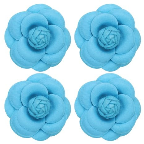 PATIKIL Épingle en Tissu Camellia, 4 Pièces Broche de Fleur Fleurs Artificielles Broches pour Femmes Filles Décoration de Fête de Mariage en Tissu Accessoires de Bijoux Cadeau, Bleu