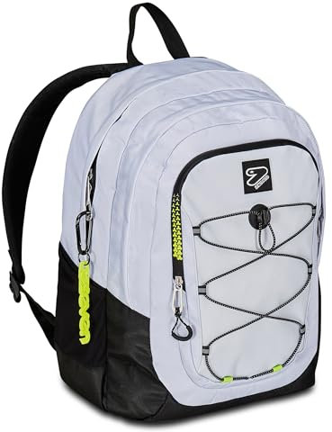 Seven Zaino Scuola Tech, Grigio, Doppio Scomparto Con Tasca PC e Tasca Borraccia