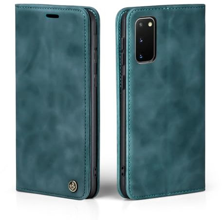 LBH Handyhülle für Samsung Galaxy S20 in Petrol Blau mit Karten- und Geldfach Smartphone Hülle mit Standfunktion Flip Case Schutzhülle Magnetverschluss Vintage