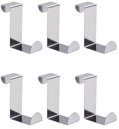 KGDUYC 6pcs ganchos de puerta de acero inoxidable, ganchos de puerta exterior, ganchos de puerta de armario y puerta de habitación exterior, ganchos de puerta colgante de cocina y baño