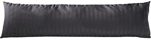 Pure Label Mako Satin Damast Streifen Seitenschläferkissen 40x145 cm aus Baumwolle in dunkelgrau| Traumhaft weicher Kissenbezug für Seitenschläfer passend zu unserer Bettwäsche Sets