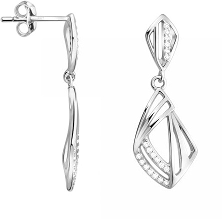 SOFIA MILANI - Damen Ohrringe 925 Silber - mit Zirkonia Steinen - Geometrie Ohrhänger
