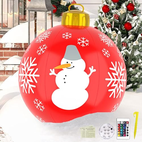 Aufblasbare Weihnachtskugeln,Aufblasbarer PVC-Weihnachtsball 60cm,mit Erdspießen,Riesiger aufblasbarer Weihnachtskugel,für Hochzeit,Heimdekoration,Garten, Außendekoration