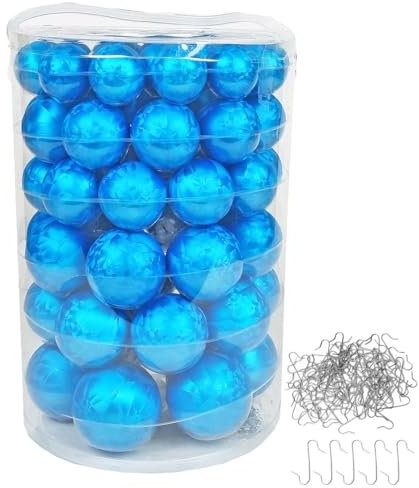 JACK by Inge Glas 60x Glas Christbaumkugeln 4 5 6 7 cm Weihnachtskugeln Eislack Blau + Haken