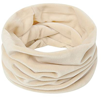 Générique Tour de Cou Homme Femme Unisex Polaire Cache-Cou col Nez Hiver masque écharpe Tube Chaud épais ski cyclisme vélo moto Sport Bonnet Snow Bandeau Coupe-Vent élastique (Beige, One Size)