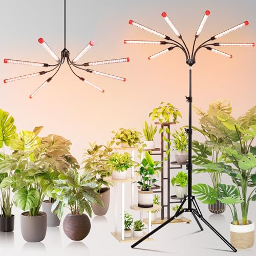 FECiDA 72W Pflanzenlampe mit Ständer, 8Head Stand wachsen Lichter für Indoor-Pflanzen, 2026 große Abdeckung Vollspektrum LED-Pflanze wachsen Licht für Bonsai Baum, hohe Pflanze, 4,8,12,16,20 Hr Timer
