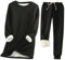 MJGkhiy Tuta Pile Donna Invernale da Casa Taglie Forti Felpa Senza Cappuccio E Pantaloni Felpati Completo Caldo Cotone Pigiama Pile Loungewear Set Due Pezzi Jogging Tute Tinta Unita Completa